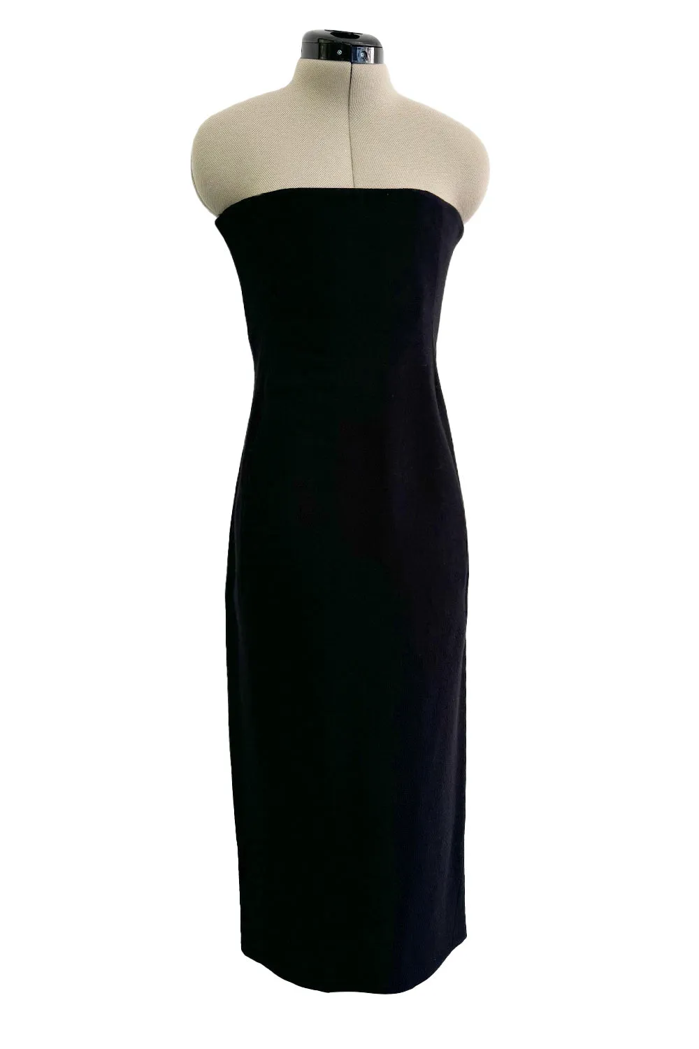 Rare Fall 1995 John Galliano 'Dolores' Collection Sharply Tailored Inner Corset Black Strapless Dress