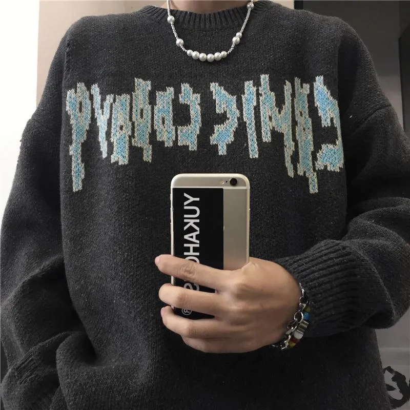 Ripped Holes Internet Girl Round Neck Knit Sweater