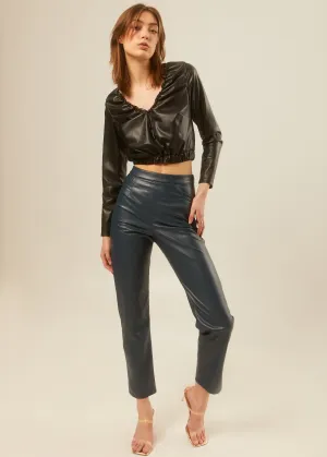 Ruched 'Leather' Crop Top