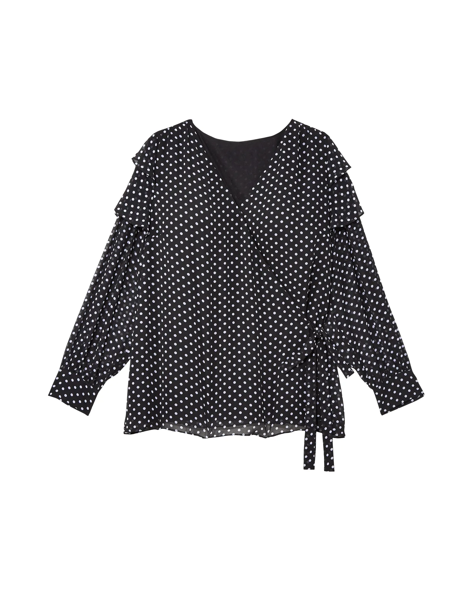 Sarah Faux-Wrap Blouse | Black / White