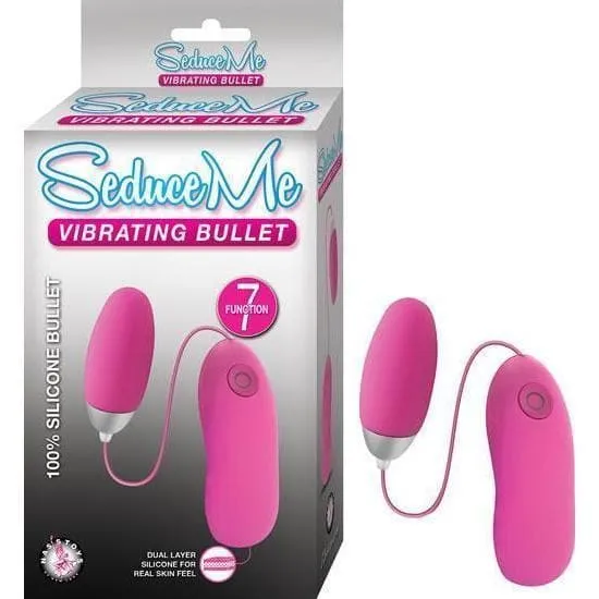 Seduce Me Vibrating 7 Function Silicone Bullet Pink with Attached Power Source