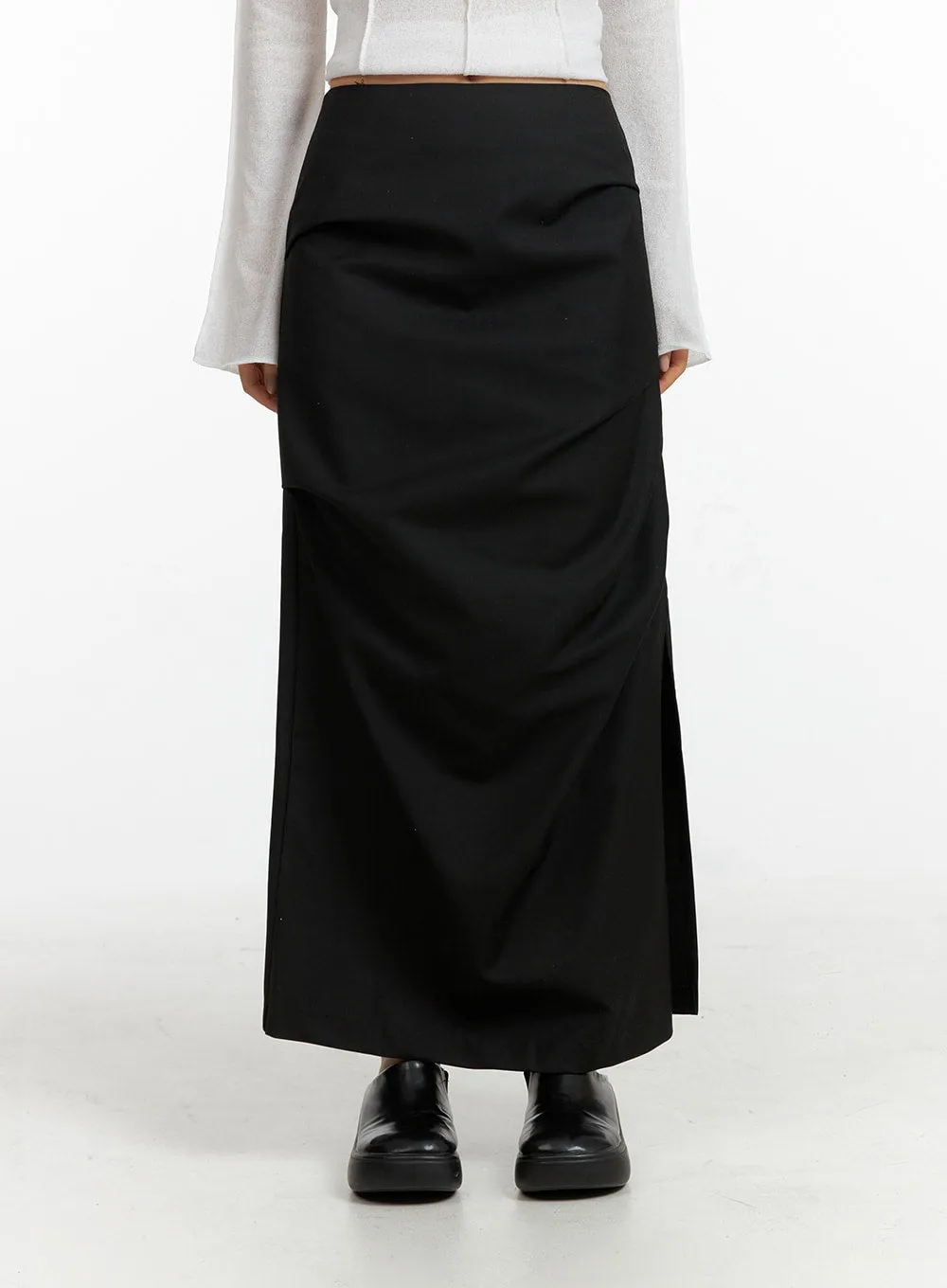 Semi-Ruched Split Maxi Skirt CF407