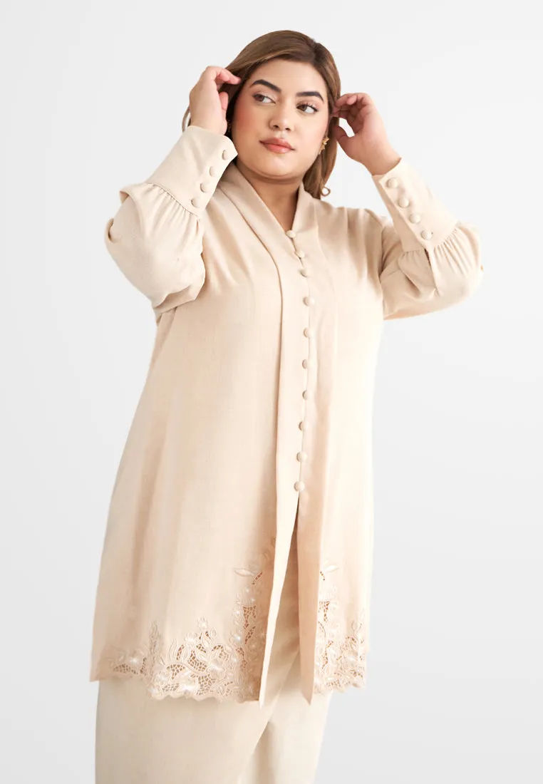 Senah Rico Rinaldi Classic Kebaya Set - Beige