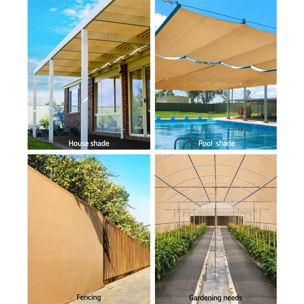 Shade Sail Cloth Mesh 50% UV Block Greenhouse Pool Patio Carport 3.66 x 30M Beige