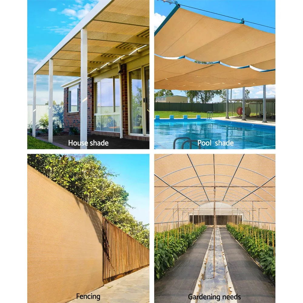 Shade Sail Cloth Mesh 70% UV Block Greenhouse Pool Patio Carport 3.66 x 30M Beige