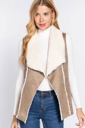 Shawl Faux Suede Fur Bonded Vest