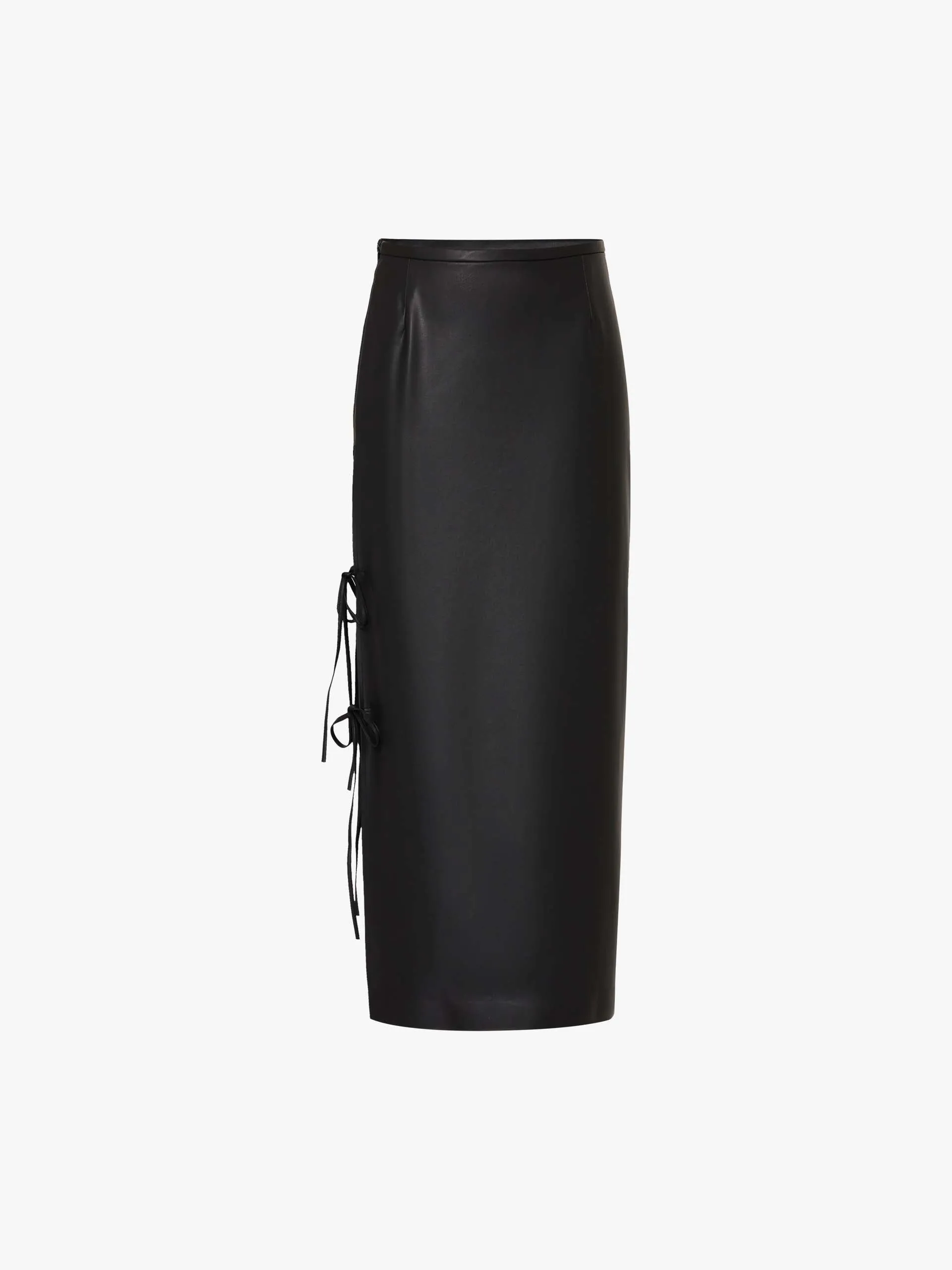 Side Slit PU Leather Skirt