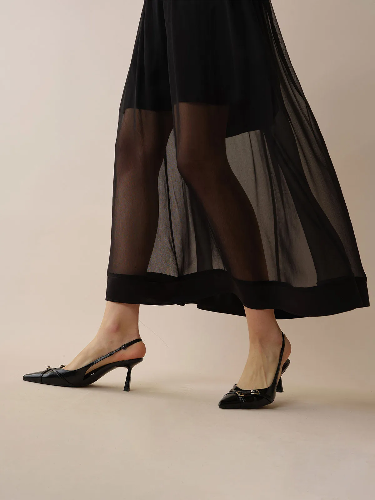 SILKINC Pleated Gauze Midi Skirt