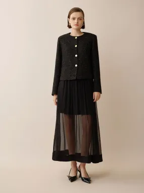 SILKINC Pleated Gauze Midi Skirt