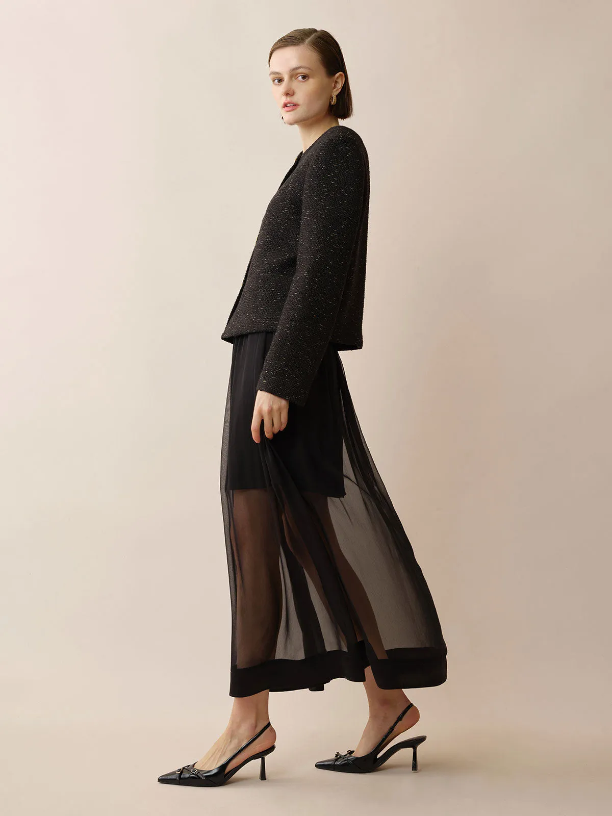 SILKINC Pleated Gauze Midi Skirt