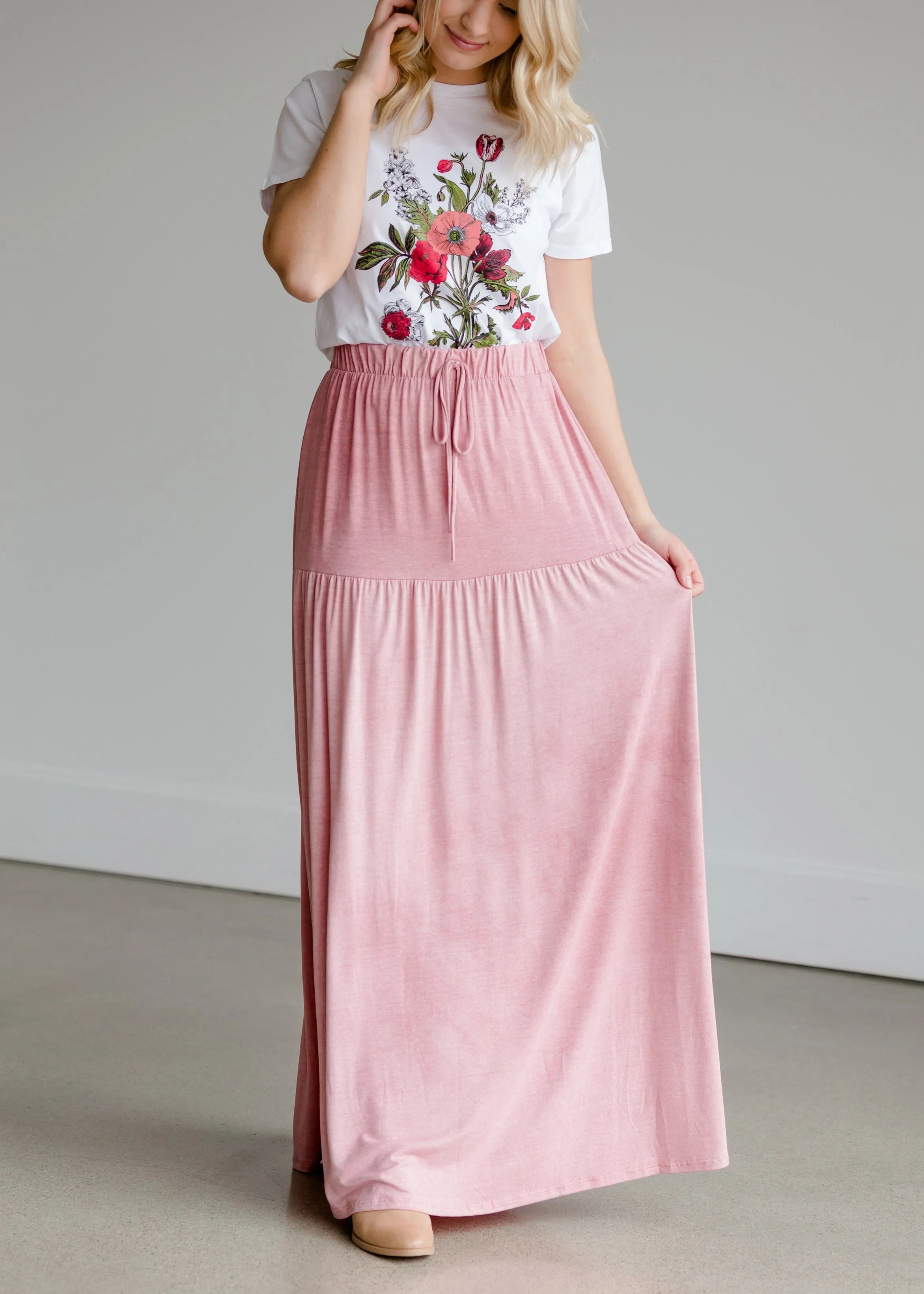 Single Tier Mauve Maxi Skirt