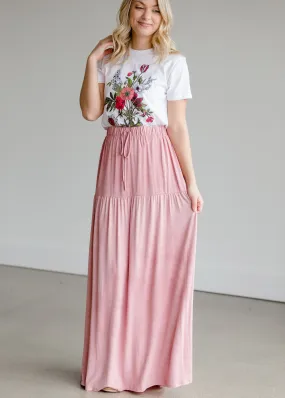 Single Tier Mauve Maxi Skirt