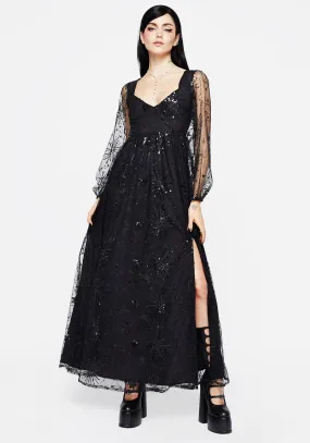 Sirius Sequined Faux Wrap Maxi Gown