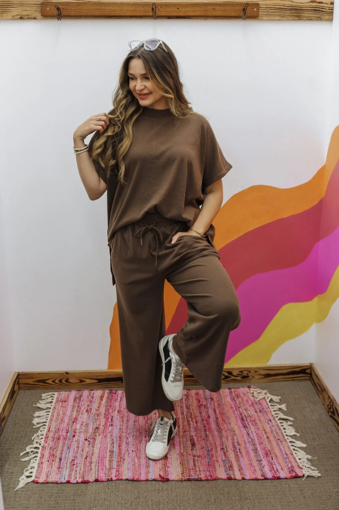 Small Town Girl Mocha Brown Fleece Pants