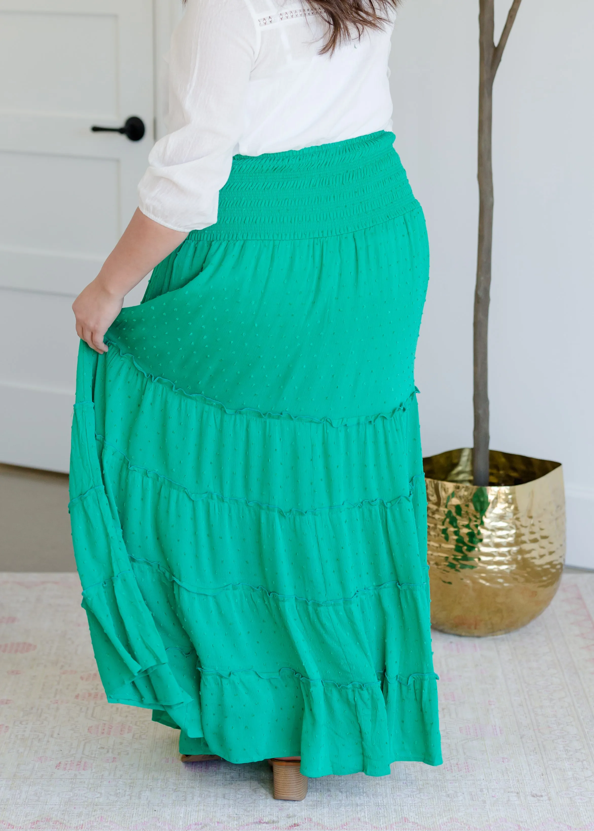 Smocked Button Tiered Maxi Skirt - FINAL SALE