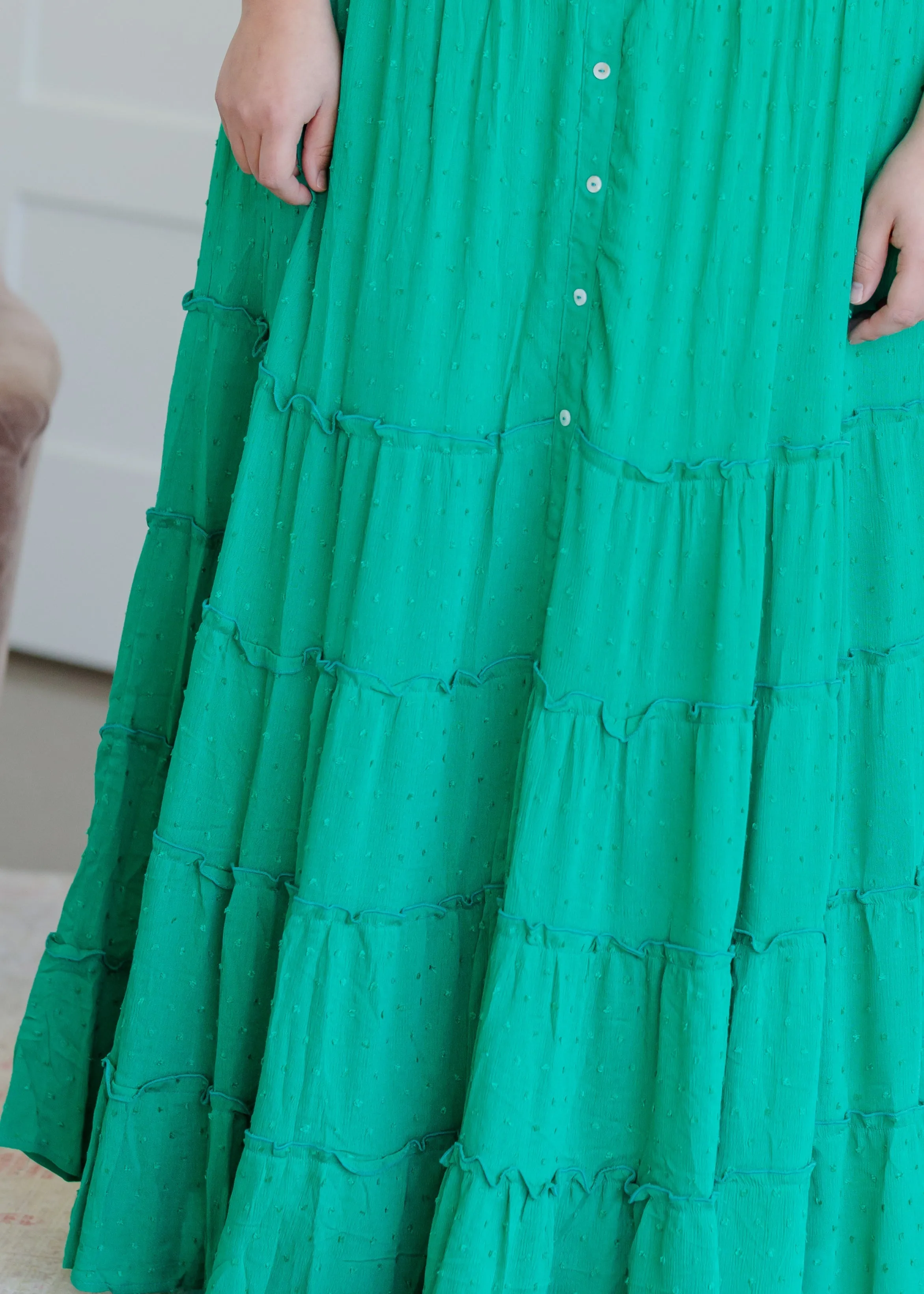 Smocked Button Tiered Maxi Skirt - FINAL SALE