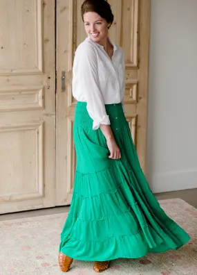 Smocked Button Tiered Maxi Skirt - FINAL SALE