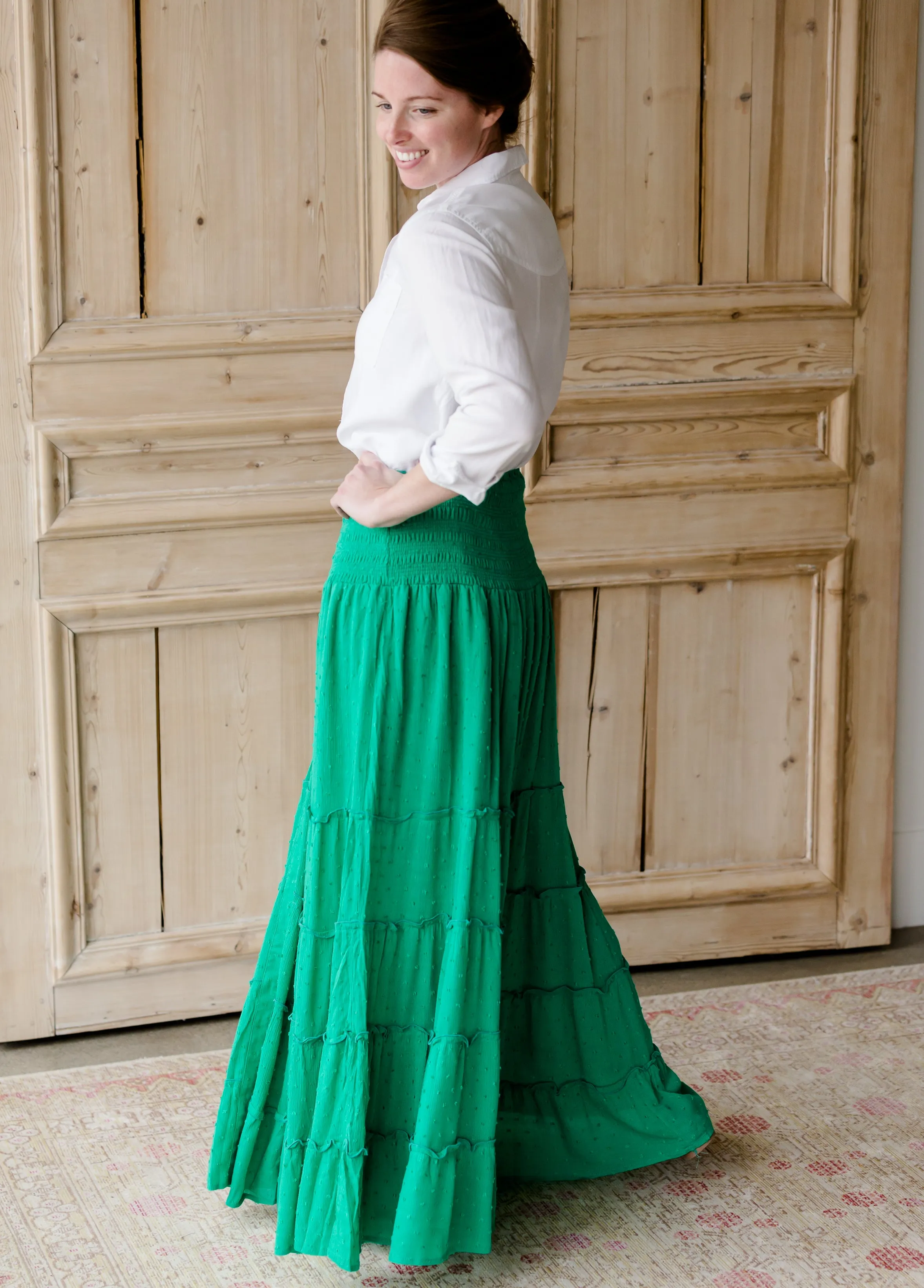 Smocked Button Tiered Maxi Skirt - FINAL SALE