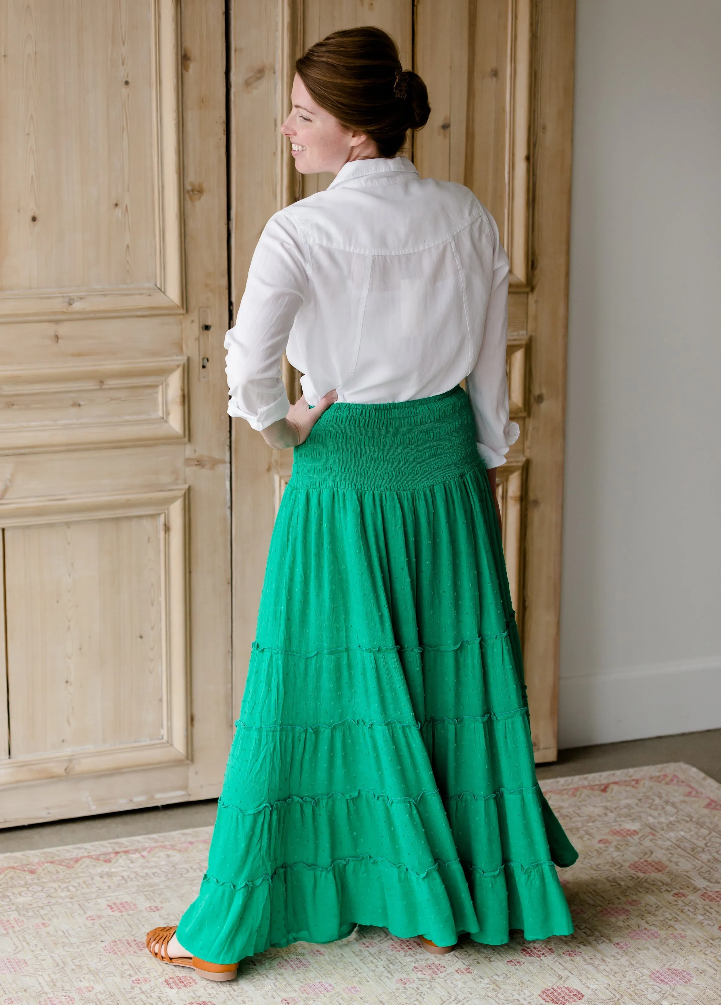 Smocked Button Tiered Maxi Skirt - FINAL SALE