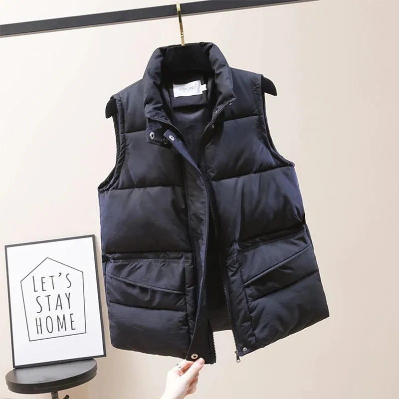 Snug Fit Windproof Sleeveless Padded Winter Vest Jackets