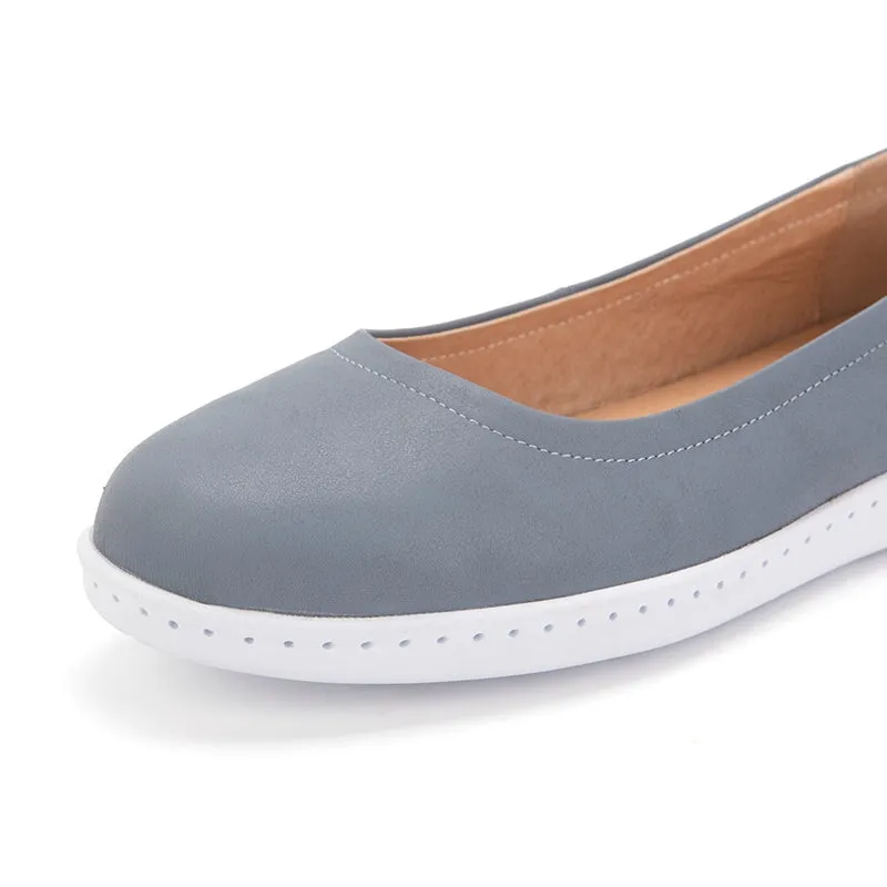 Soft Leather Flat Slip on Loafers for Women Handmade in Blue/Black