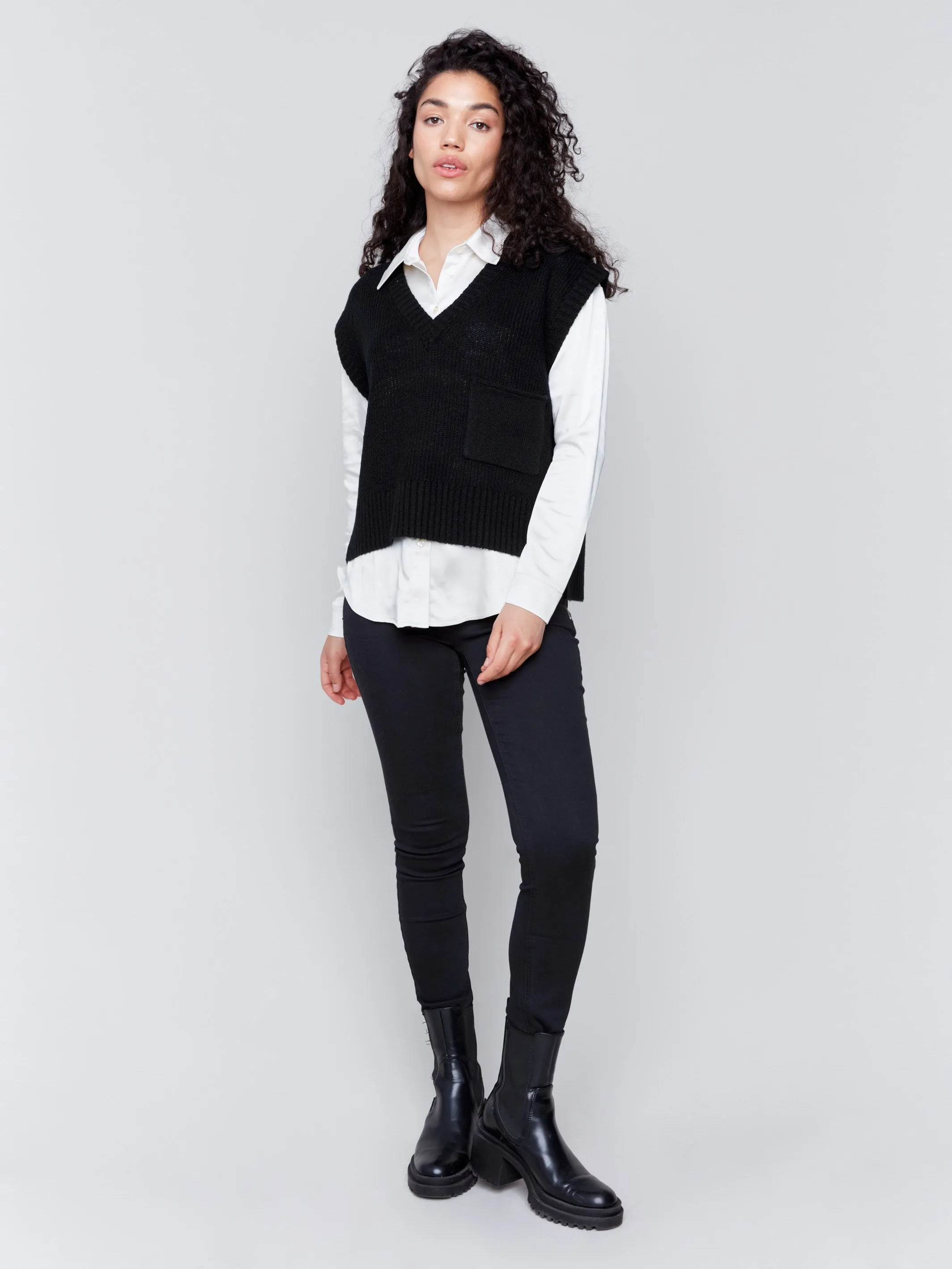 Soft Touch Sweater Vest - Black