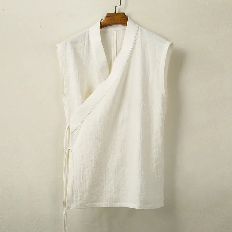 Solid Linen Belt Vest