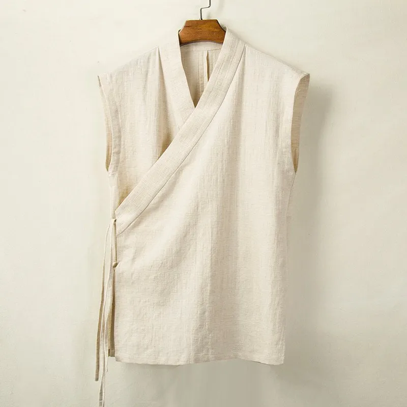 Solid Linen Belt Vest