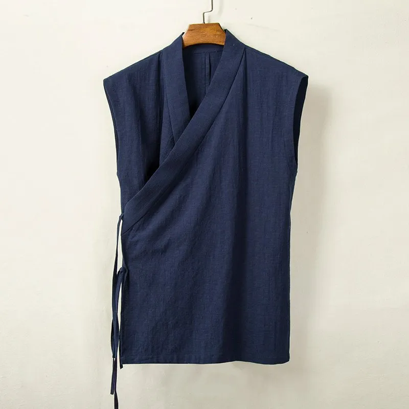 Solid Linen Belt Vest