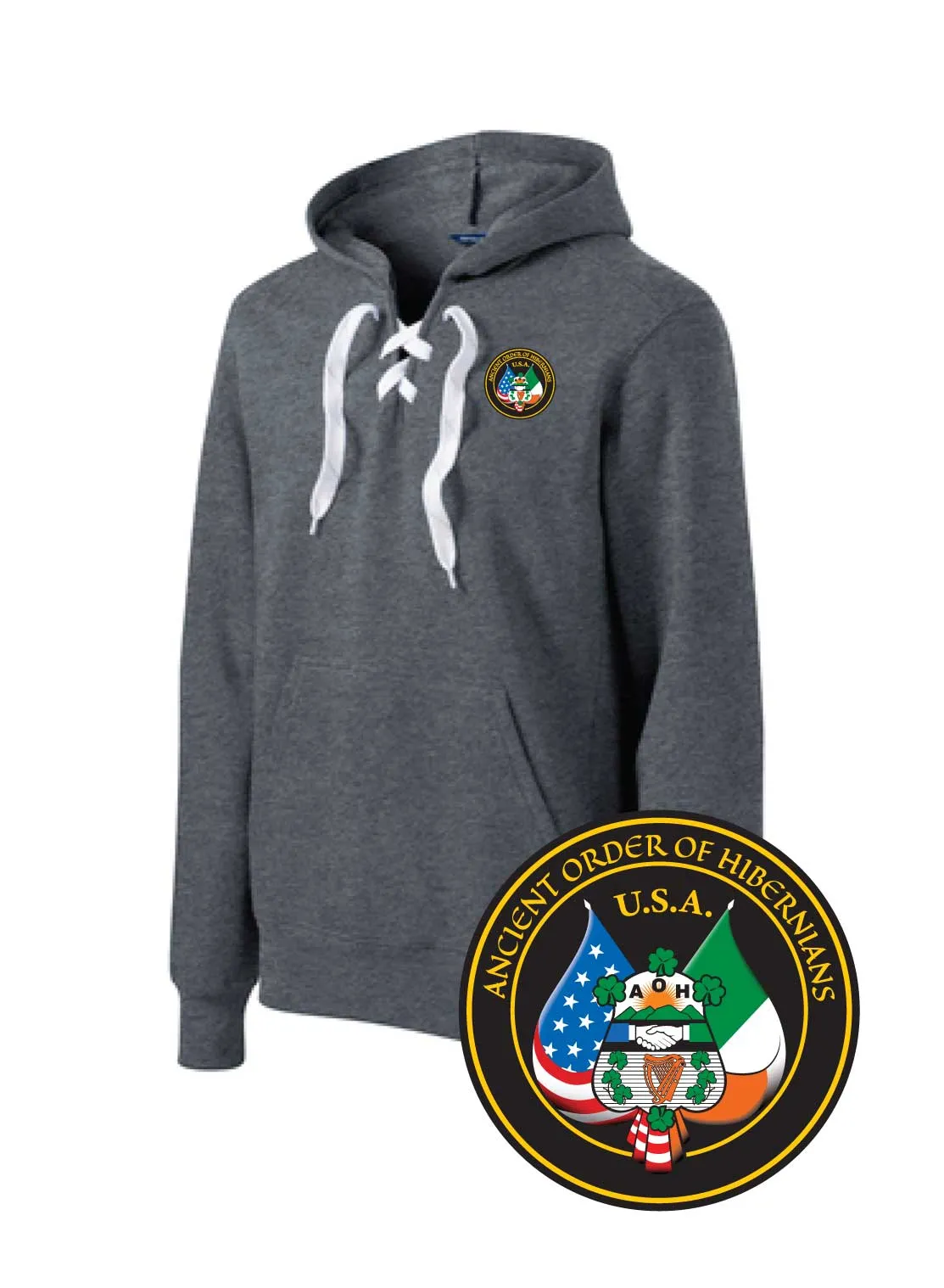 Sport-Tek® Lace Up Pullover Hooded Sweatshirt with Circle Logo