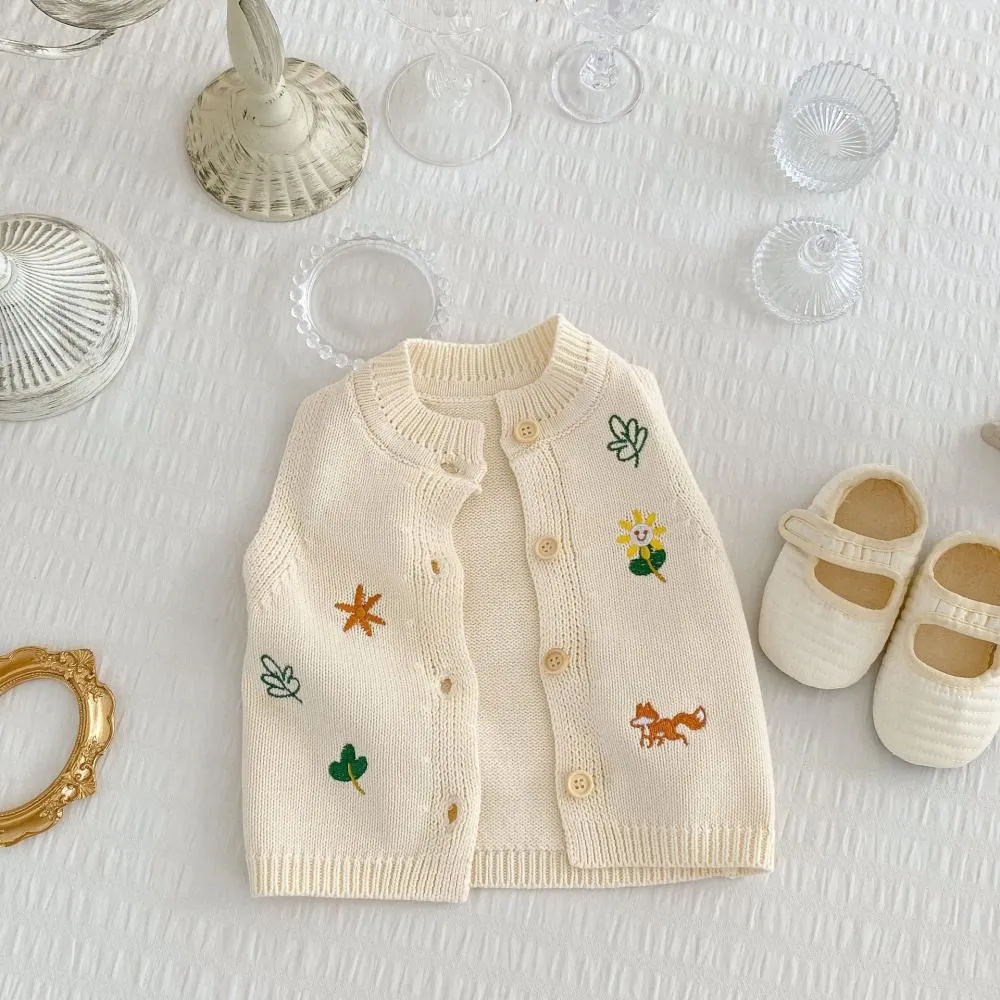 Spring And Autumn New Year Baby Cardigan Knitted Sweater Embroidered Crewneck Vest Wholesale Baby Clothes