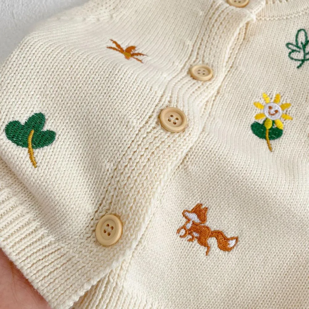 Spring And Autumn New Year Baby Cardigan Knitted Sweater Embroidered Crewneck Vest Wholesale Baby Clothes