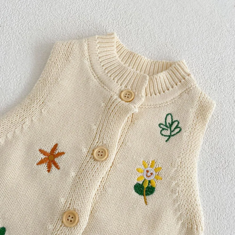 Spring And Autumn New Year Baby Cardigan Knitted Sweater Embroidered Crewneck Vest Wholesale Baby Clothes