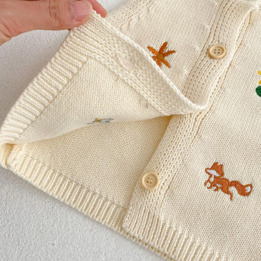 Spring And Autumn New Year Baby Cardigan Knitted Sweater Embroidered Crewneck Vest Wholesale Baby Clothes