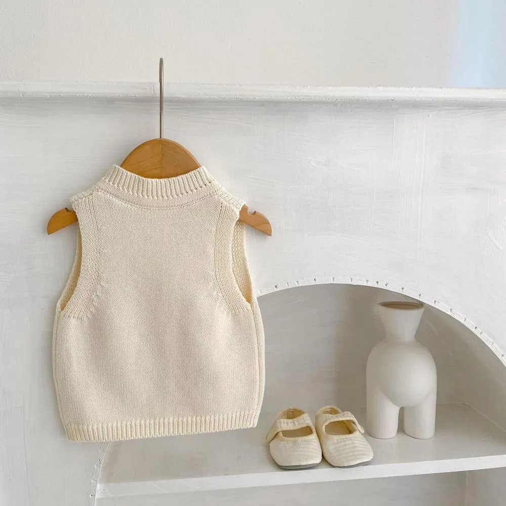 Spring And Autumn New Year Baby Cardigan Knitted Sweater Embroidered Crewneck Vest Wholesale Baby Clothes