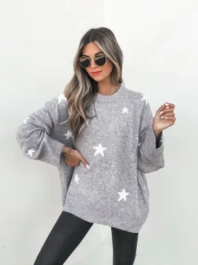 Starry Eyes Oversized Sweater in Grey