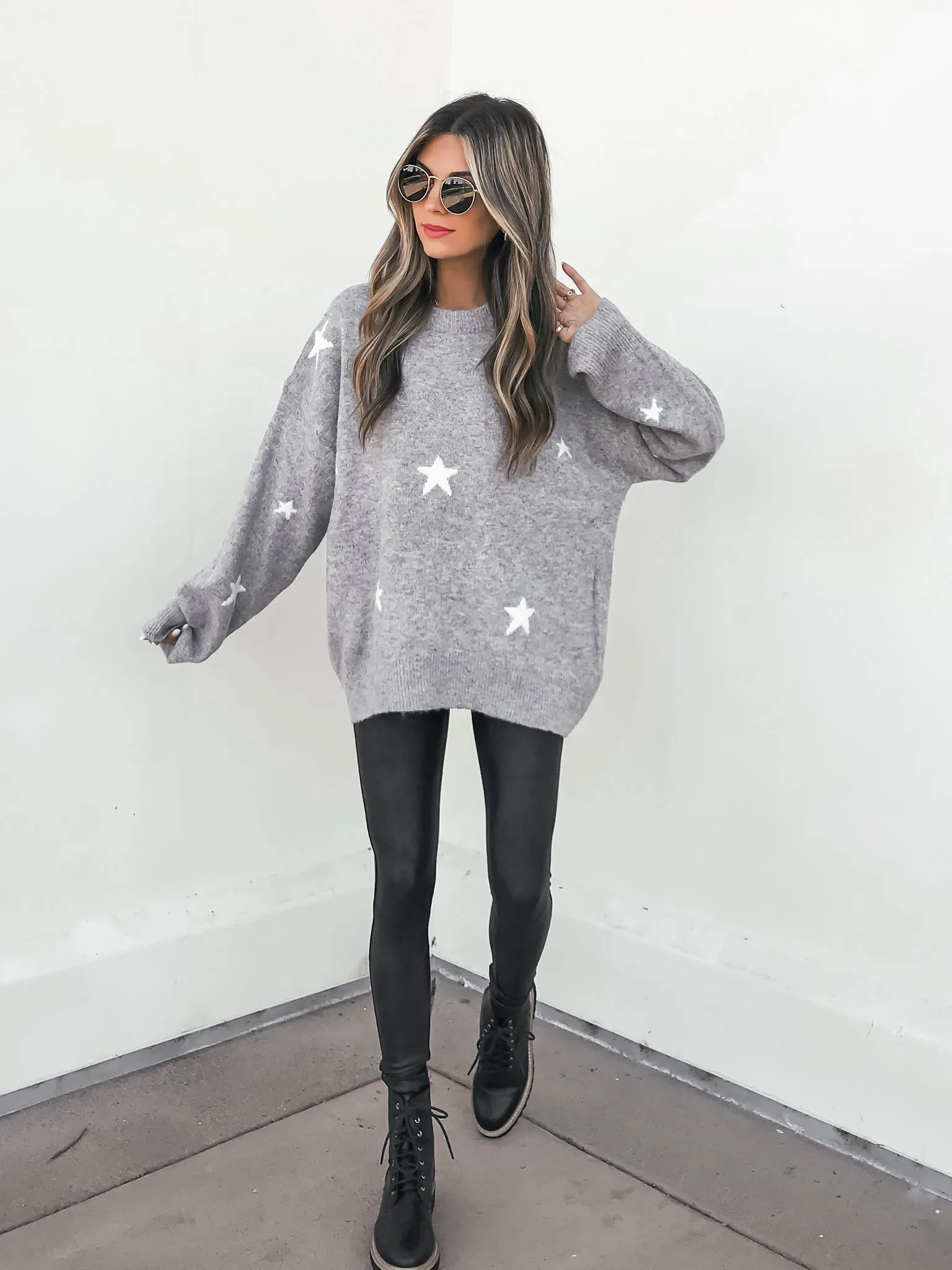 Starry Eyes Oversized Sweater in Grey