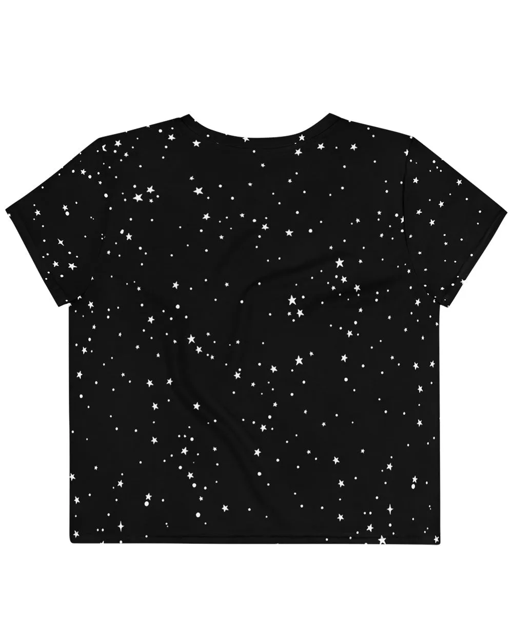 Starry Night Crop Top - Cute Black Witchy Crop Tee Alt Style Gothic Grunge Aesthetic Dark Academia Goth Fashion