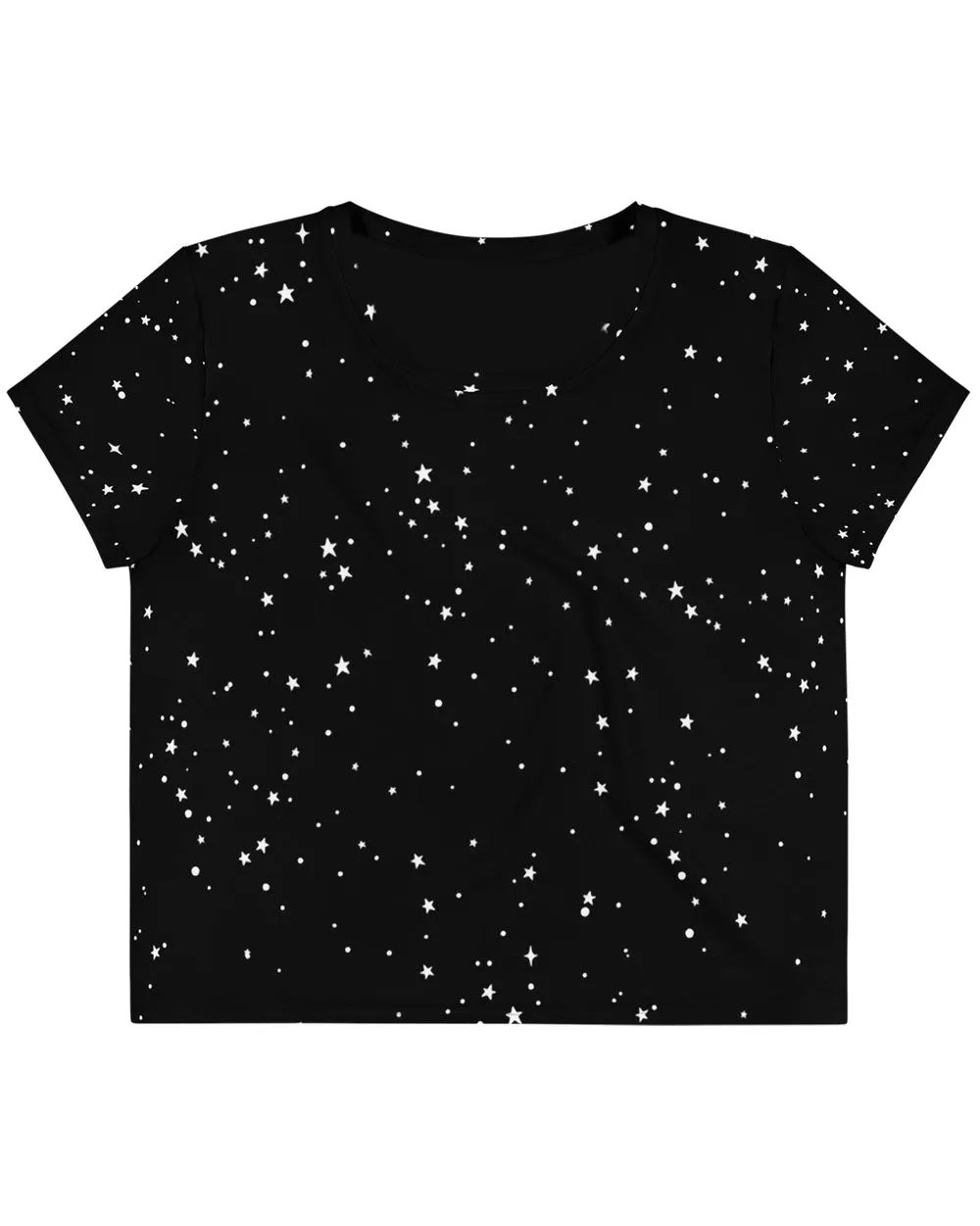 Starry Night Crop Top - Cute Black Witchy Crop Tee Alt Style Gothic Grunge Aesthetic Dark Academia Goth Fashion