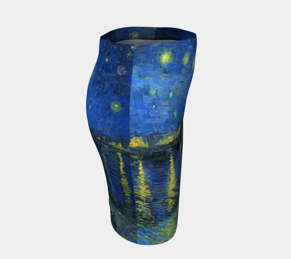 Starry Nights Over The Rhone Fitted Skirt