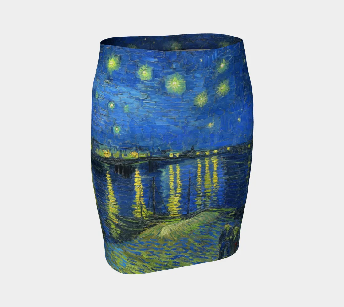 Starry Nights Over The Rhone Fitted Skirt