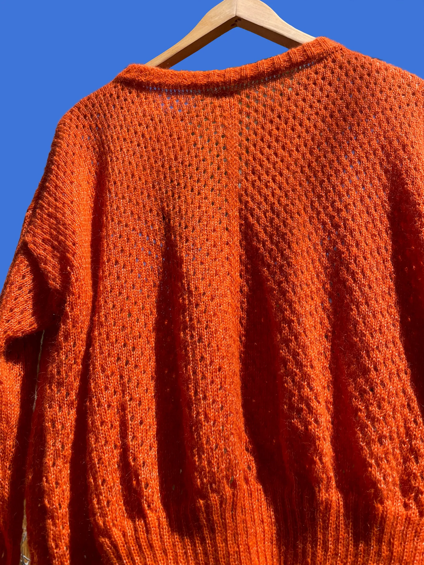 Starry Pointelle Cropped Cardigan - Orange