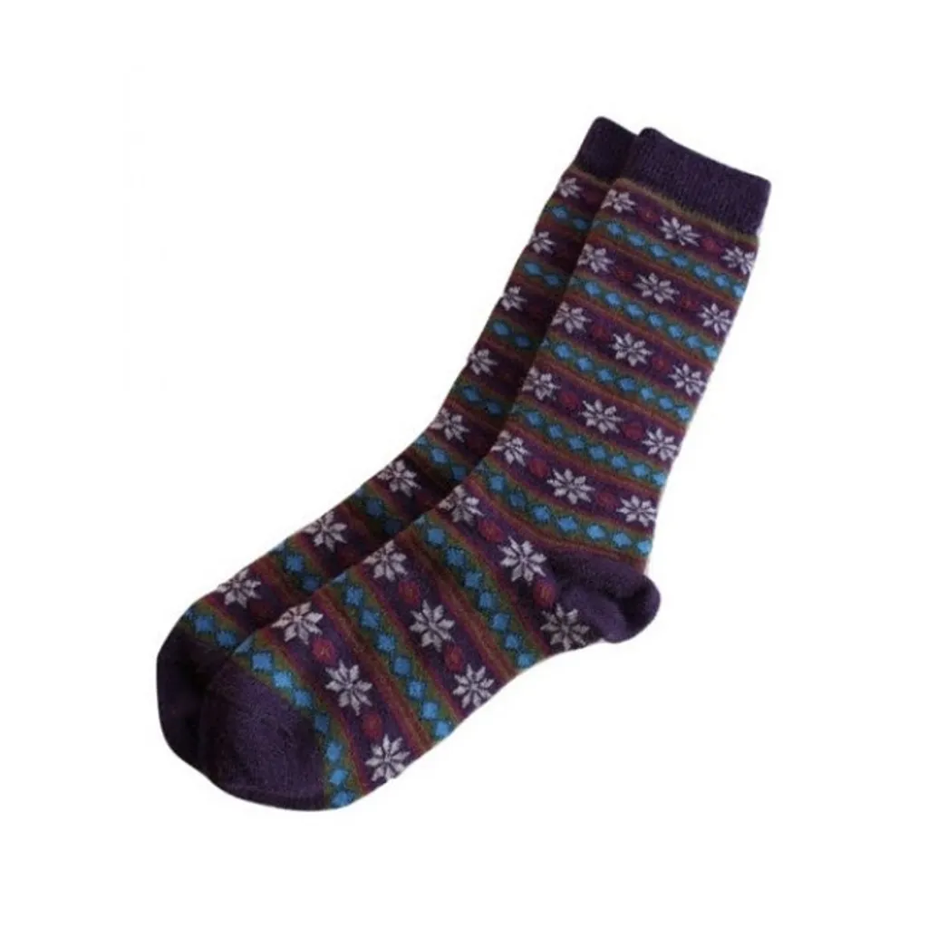 Starry Stripe Alpaca Crew Socks - Unisex