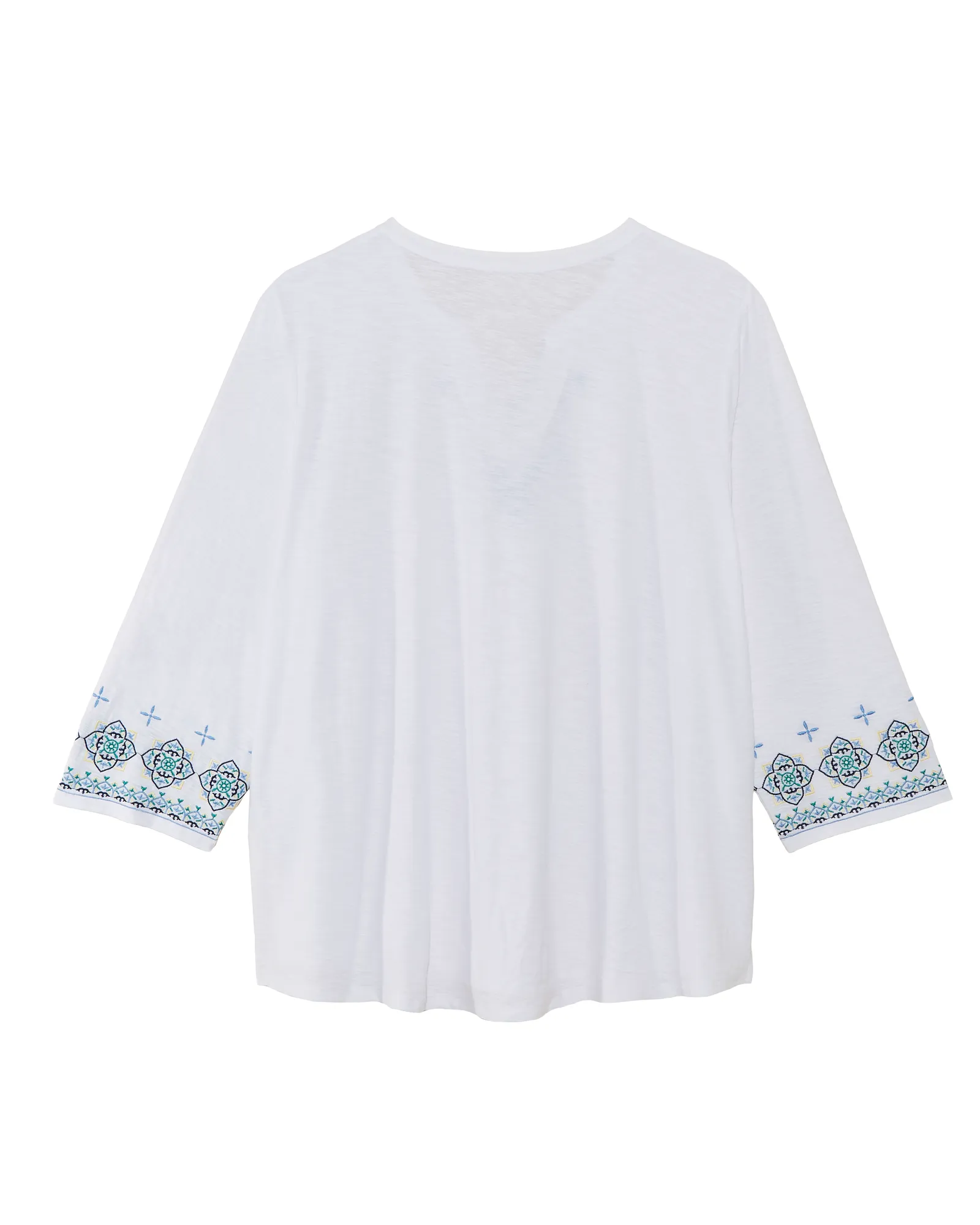 Stephanie Embroidered Tunic Top | White / Light Blue