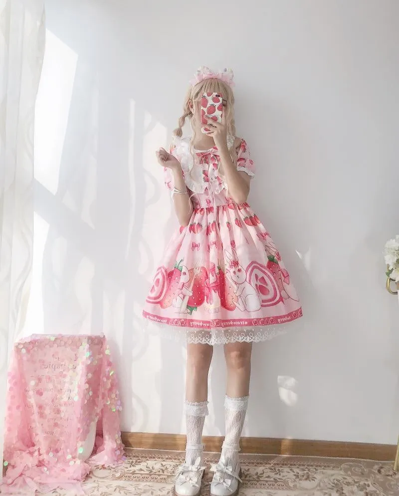 Strawbunny Shortcake Lolita Dress