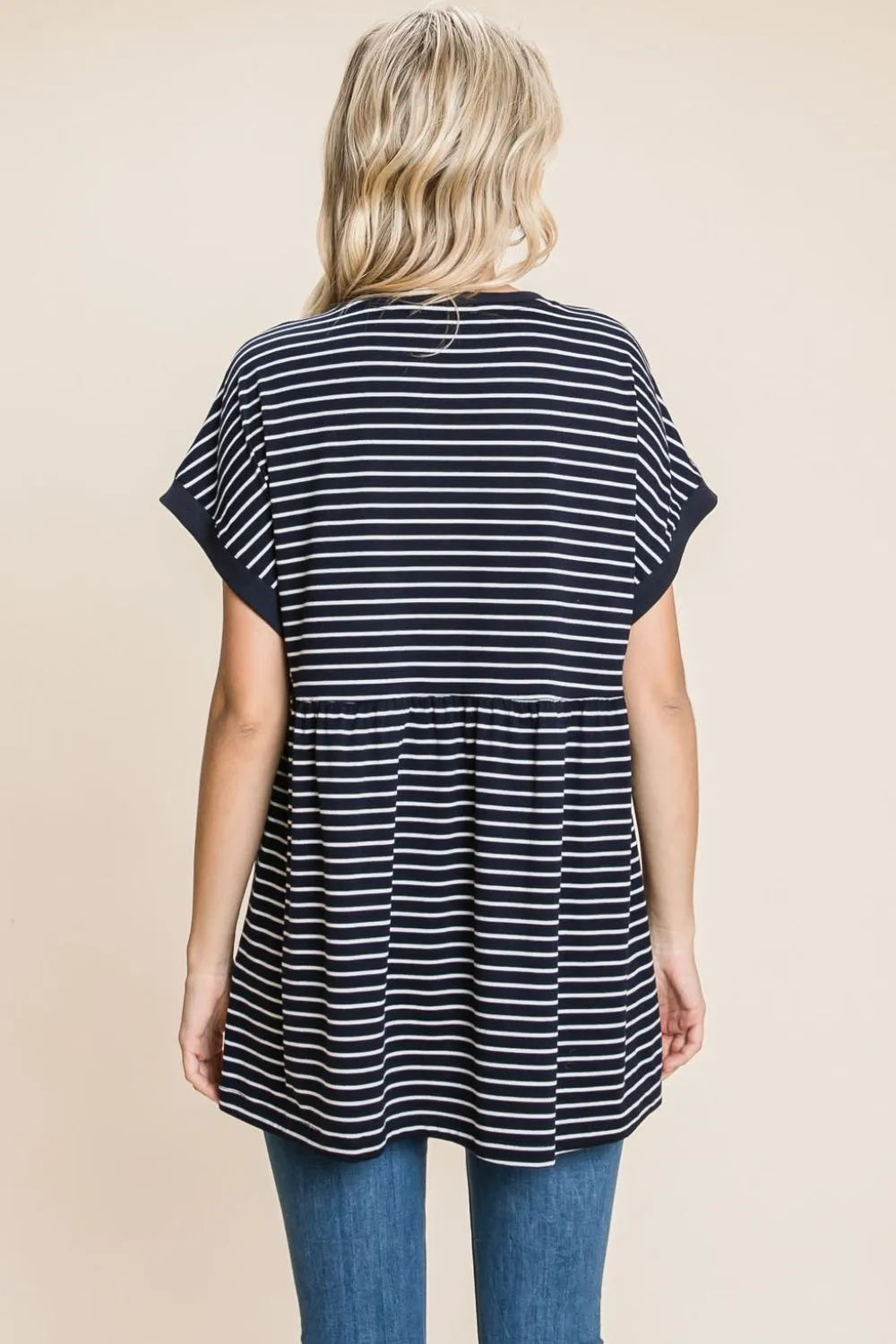 Striped Button Front Baby Doll Top (Online Exclusive)