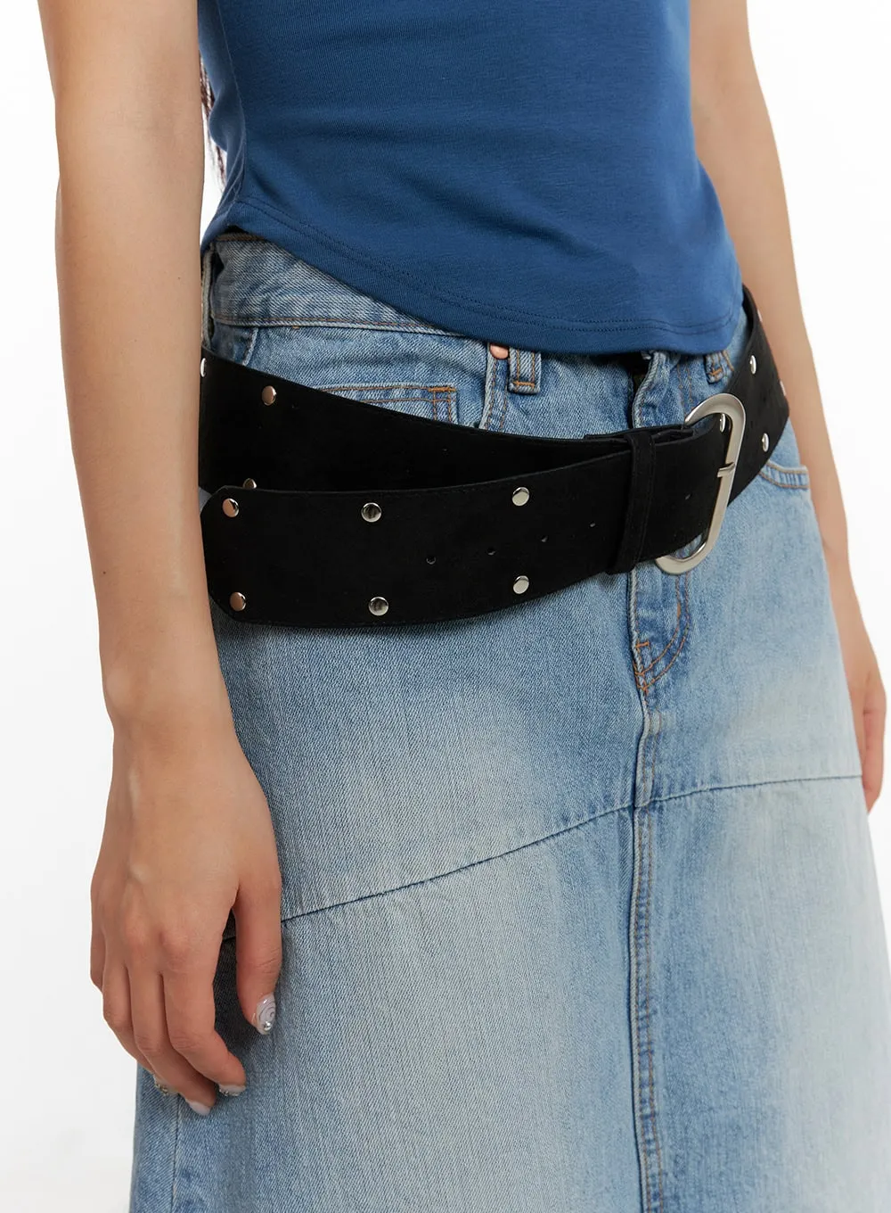 Stud Buckle Faux Leather Belt CY403