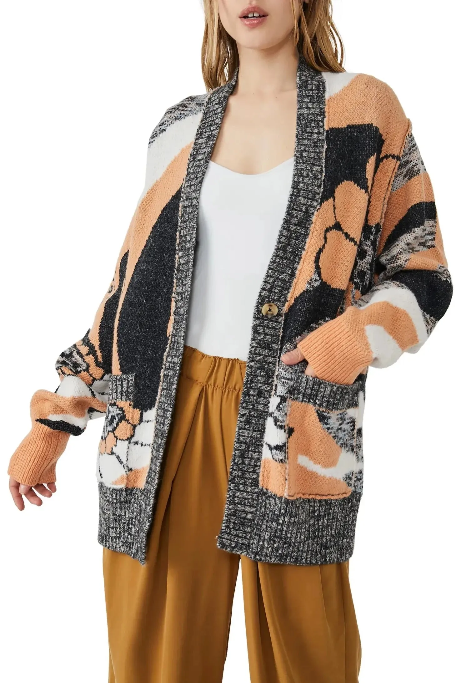 The August Cardigan by Free People - Peach Petals