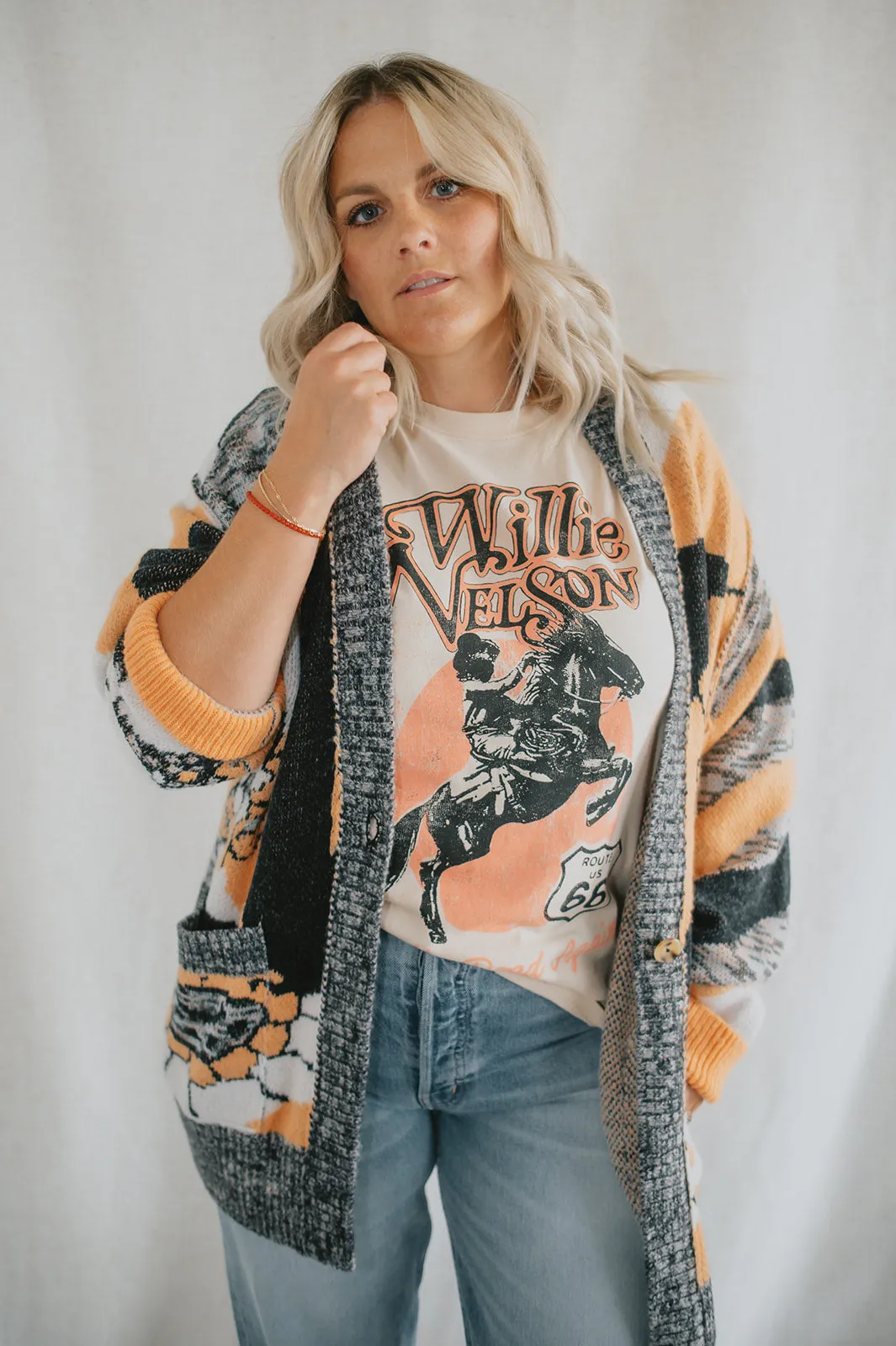 The August Cardigan by Free People - Peach Petals