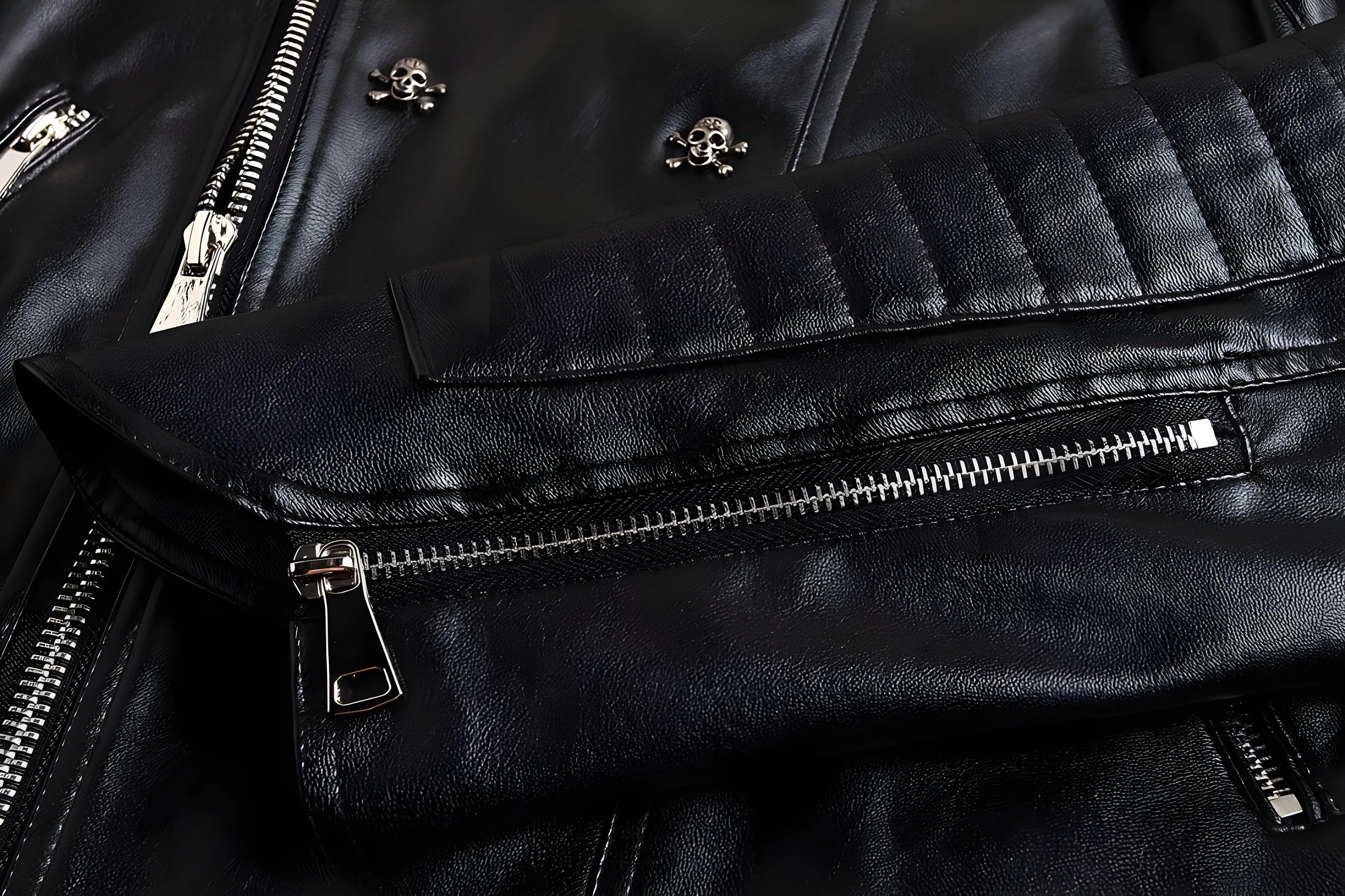 The Crossbone Faux Leather Biker Jacket